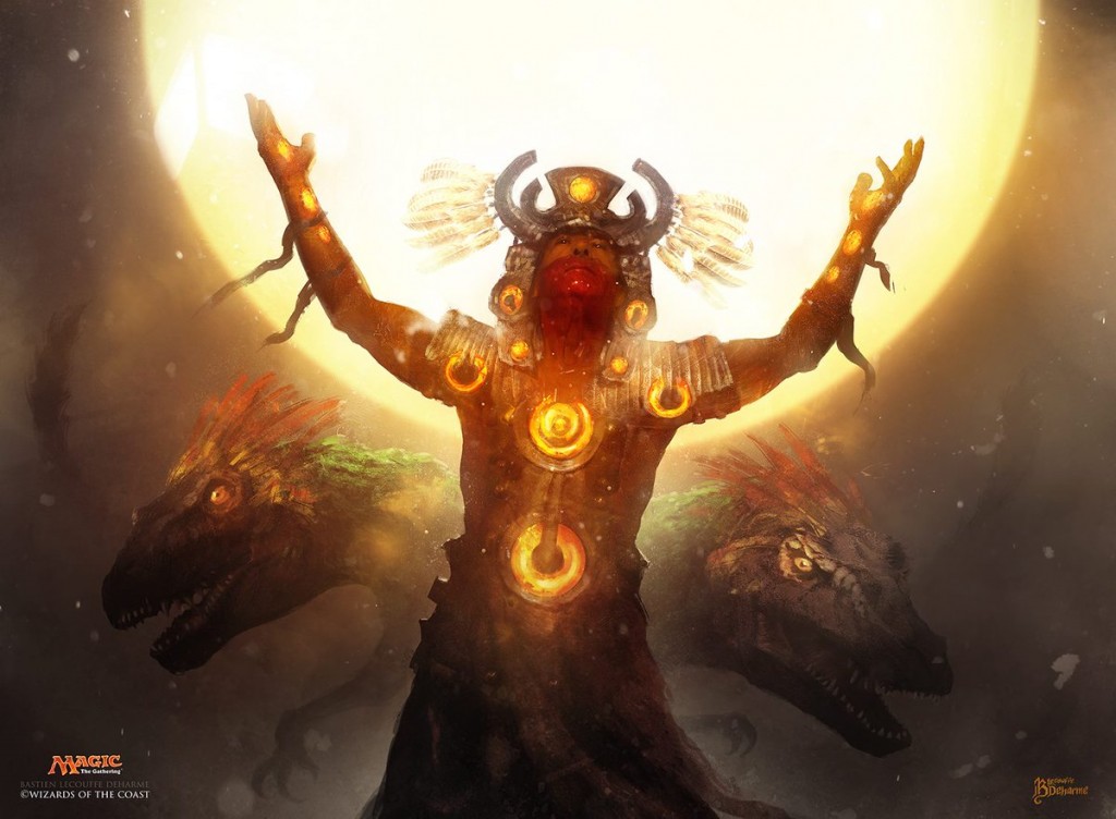 Healing Priest Of The Sun MtG Art: Priest of the Wakening Sun from Ixalan Set by Bastien L