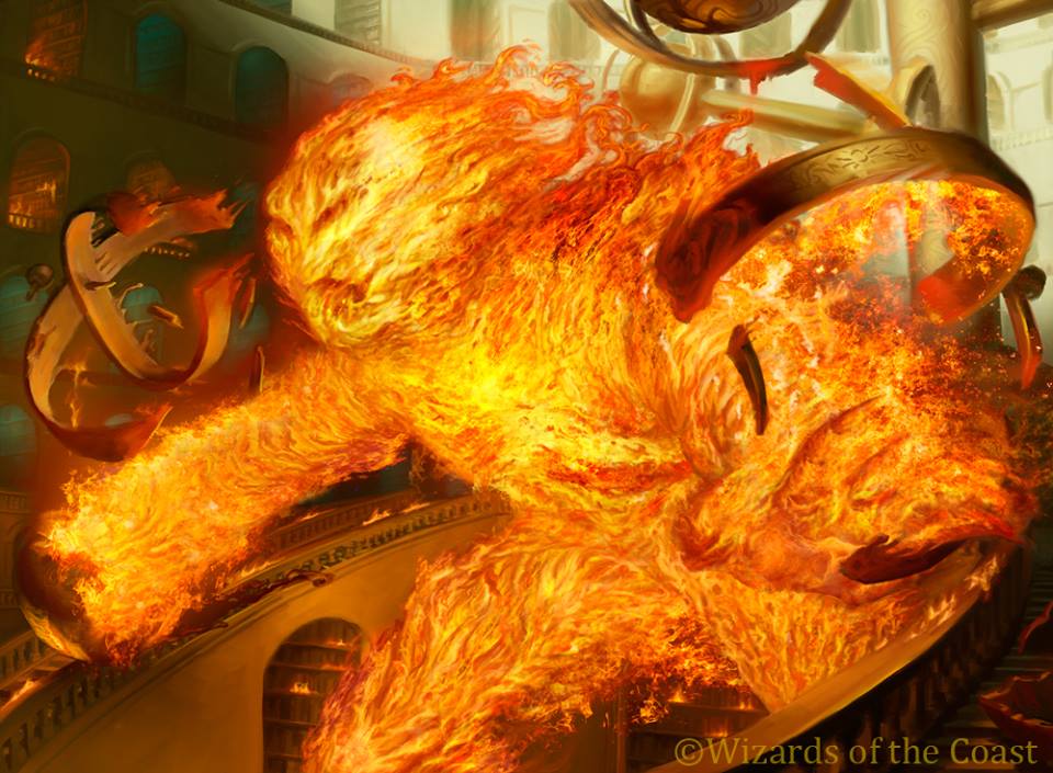 mtg art fire elemental from dominaria set by joe slucher art of elmental