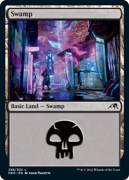 Swamp MtG Art from Kamigawa: Neon Dynasty Set by Adam Paquette