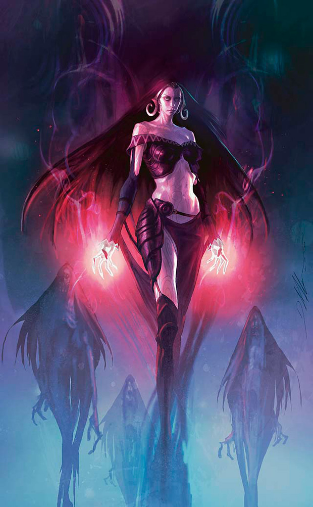 Liliana of the Dark Realms Magic the Gathering Art from Magic 2014 Set by D...