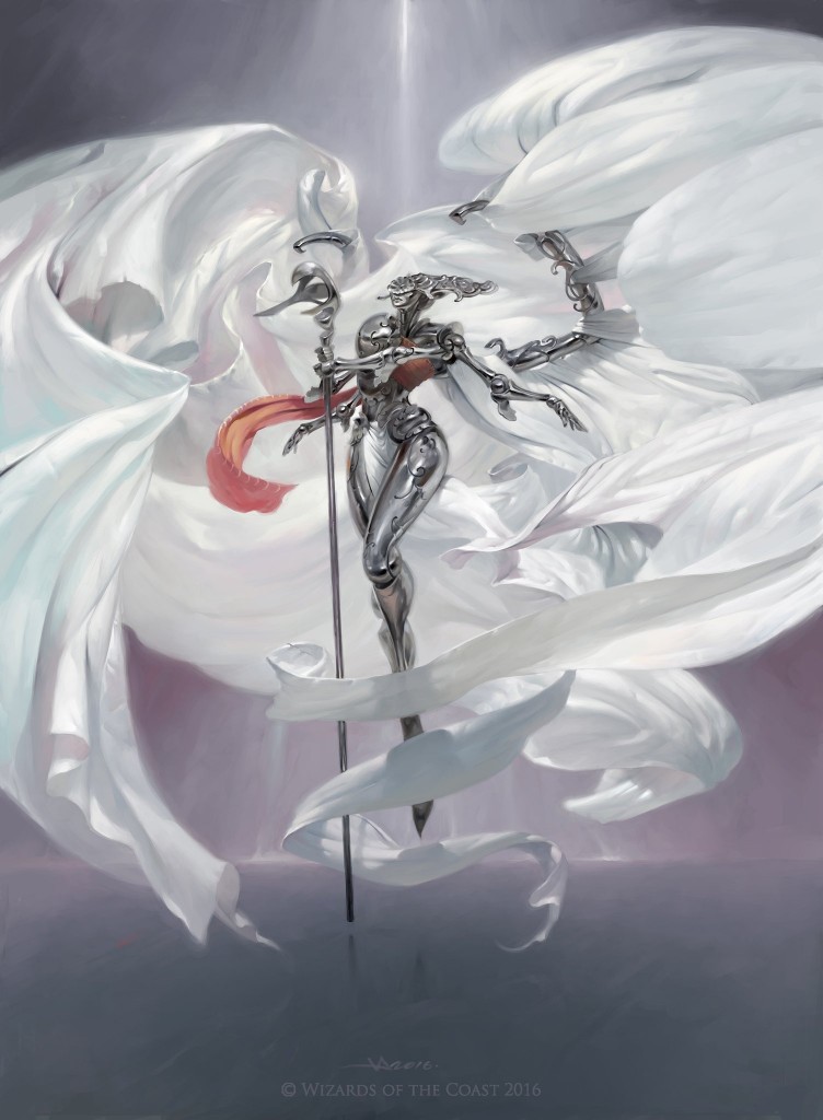Platinum Angel (Aether Revolt Masterpieces) MtG Art from Aether Revolt Set by Victor Adame