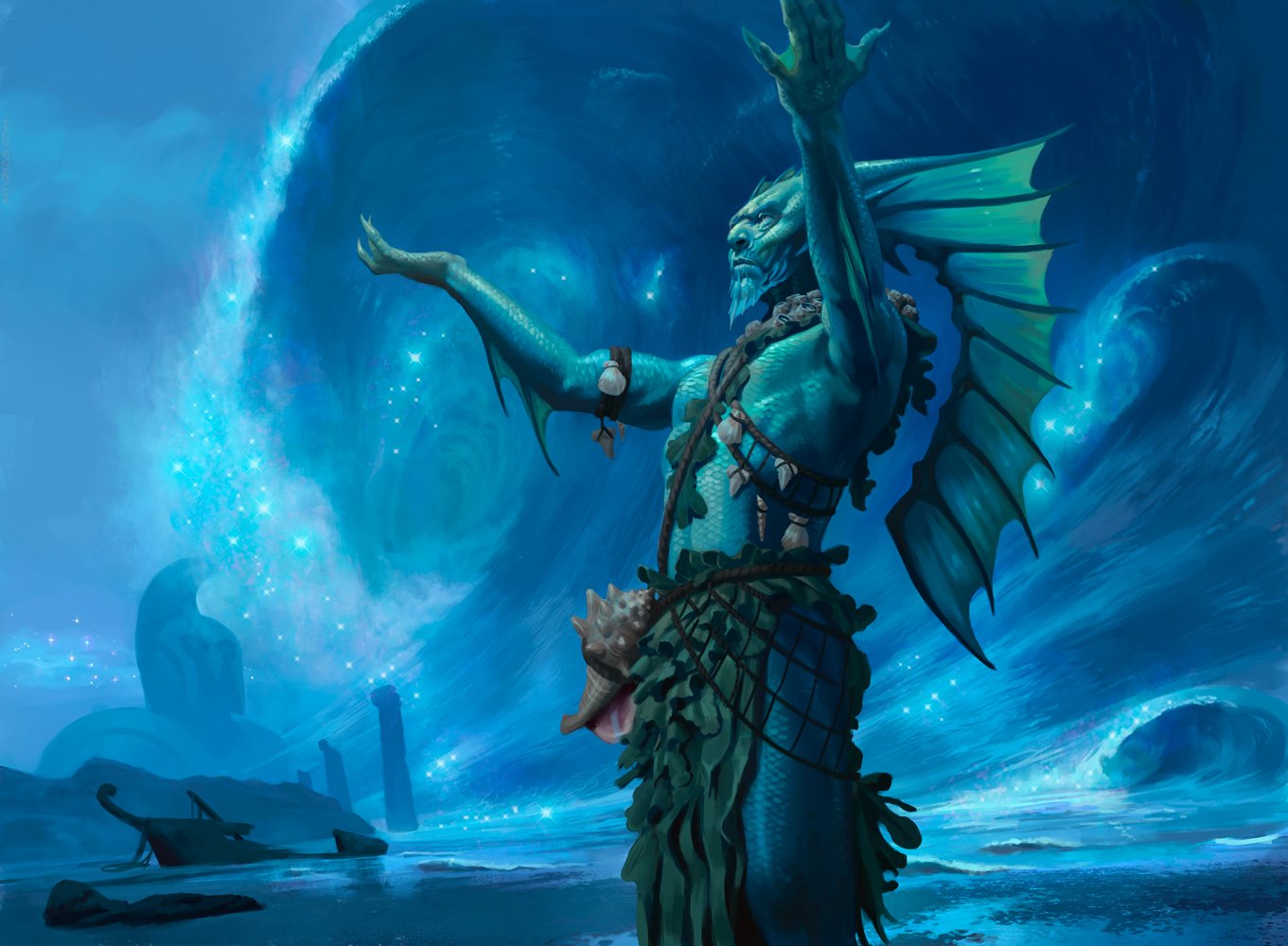 Towering-Wave Mystic MtG Art from. 
