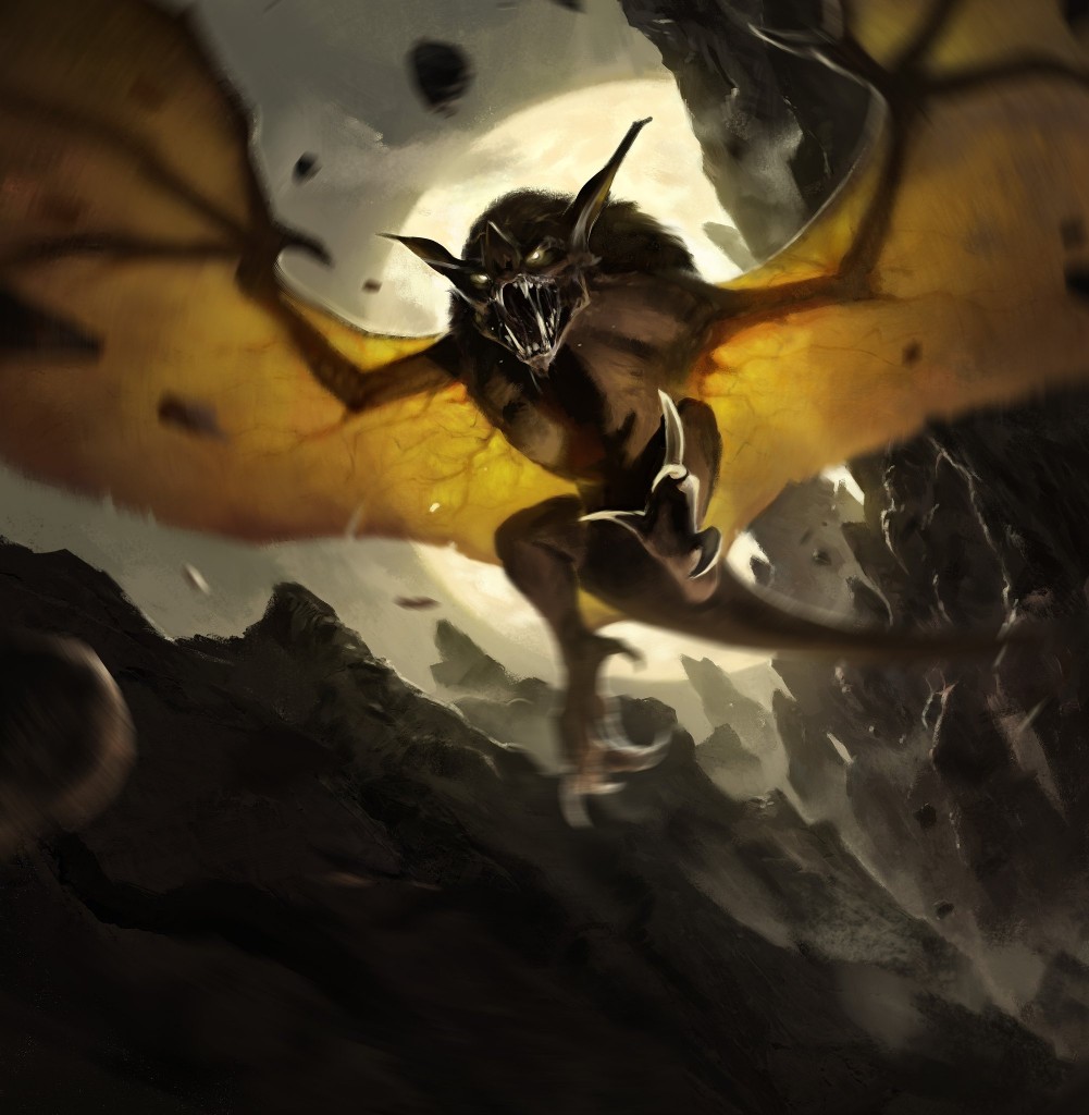 Dirge Bat MtG Art from Ikoria Set by Paul Scott Canavan Art of Magic the Gathering