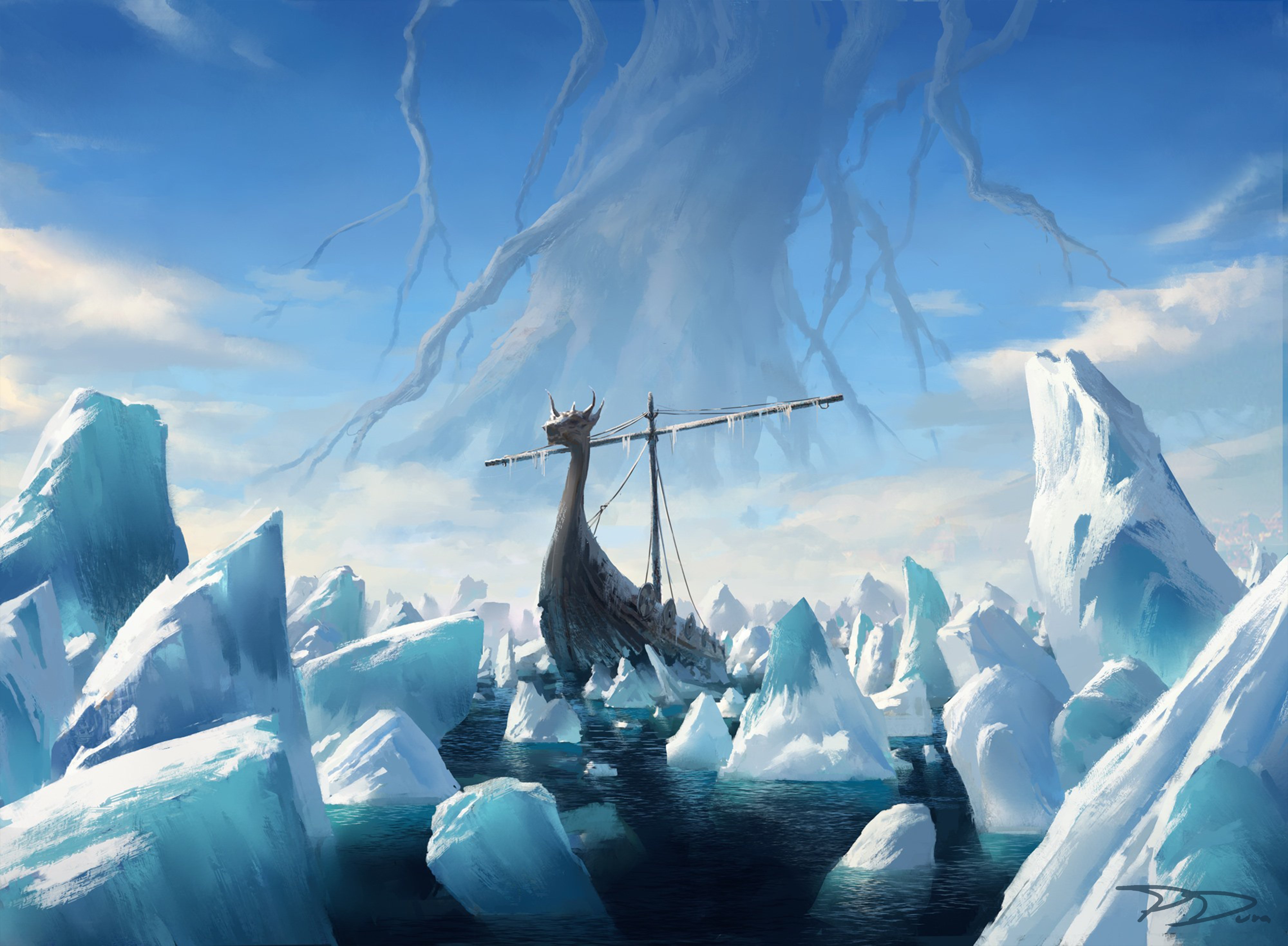 Snow-Covered Island 2 - Kaldheim MtG Art