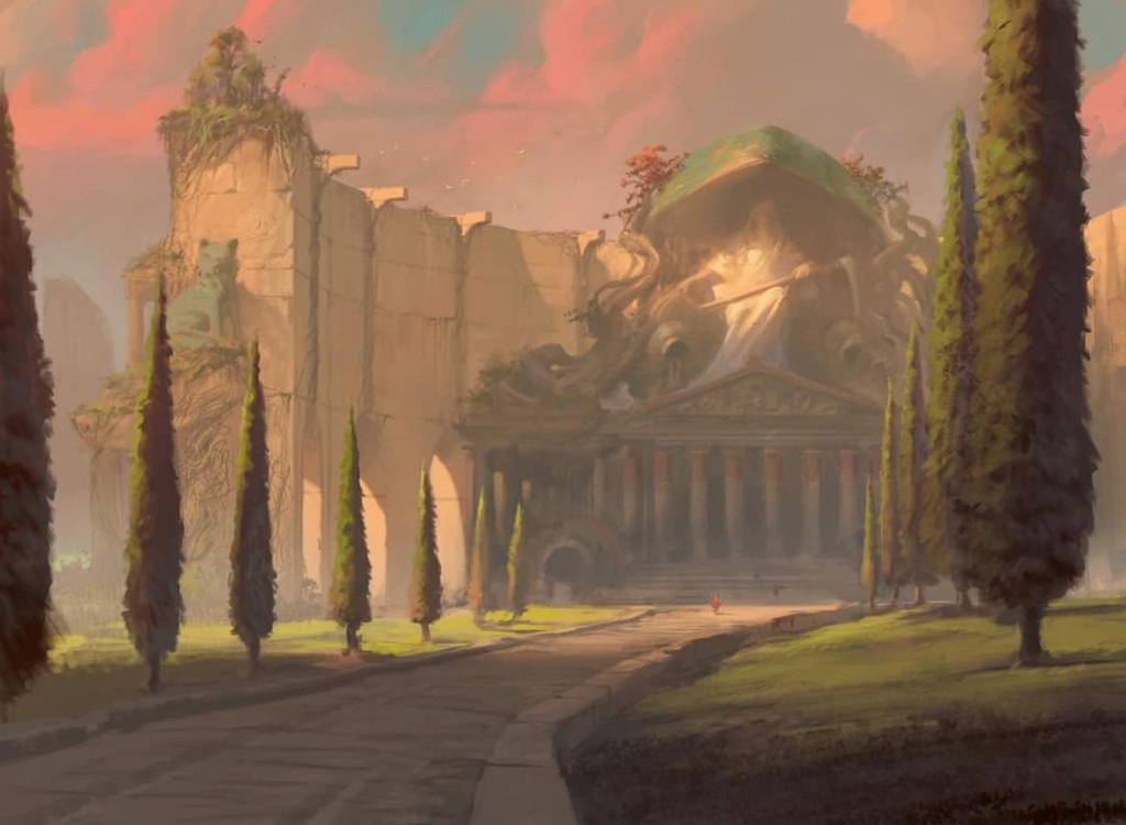 Temple Garden MtG Art from Secret Lair Set by Tyler Jacobson - Art of Magic:  the Gathering