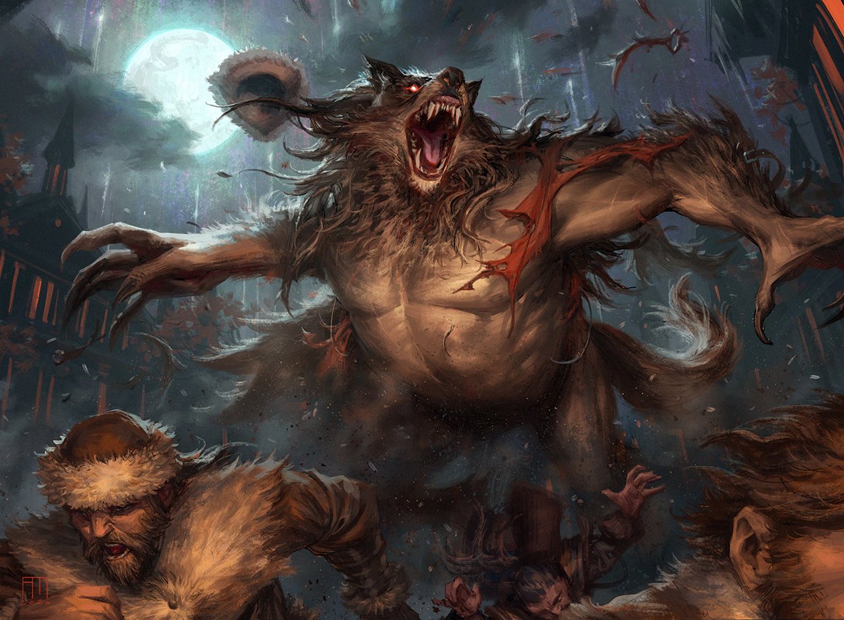 Fearsome Werewolf MtG Art from Innistrad: Crimson Vow Set by Andrew Mar ...
