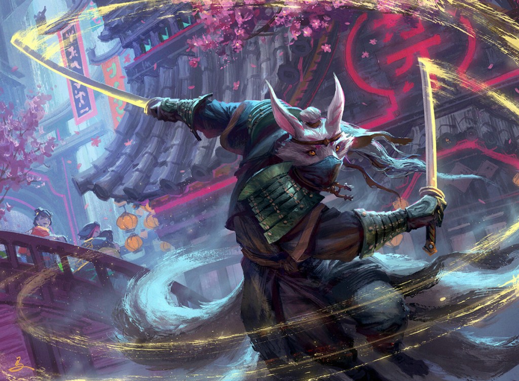 BladeBlizzard Kitsune MtG Art from Kamigawa Neon Dynasty Set by