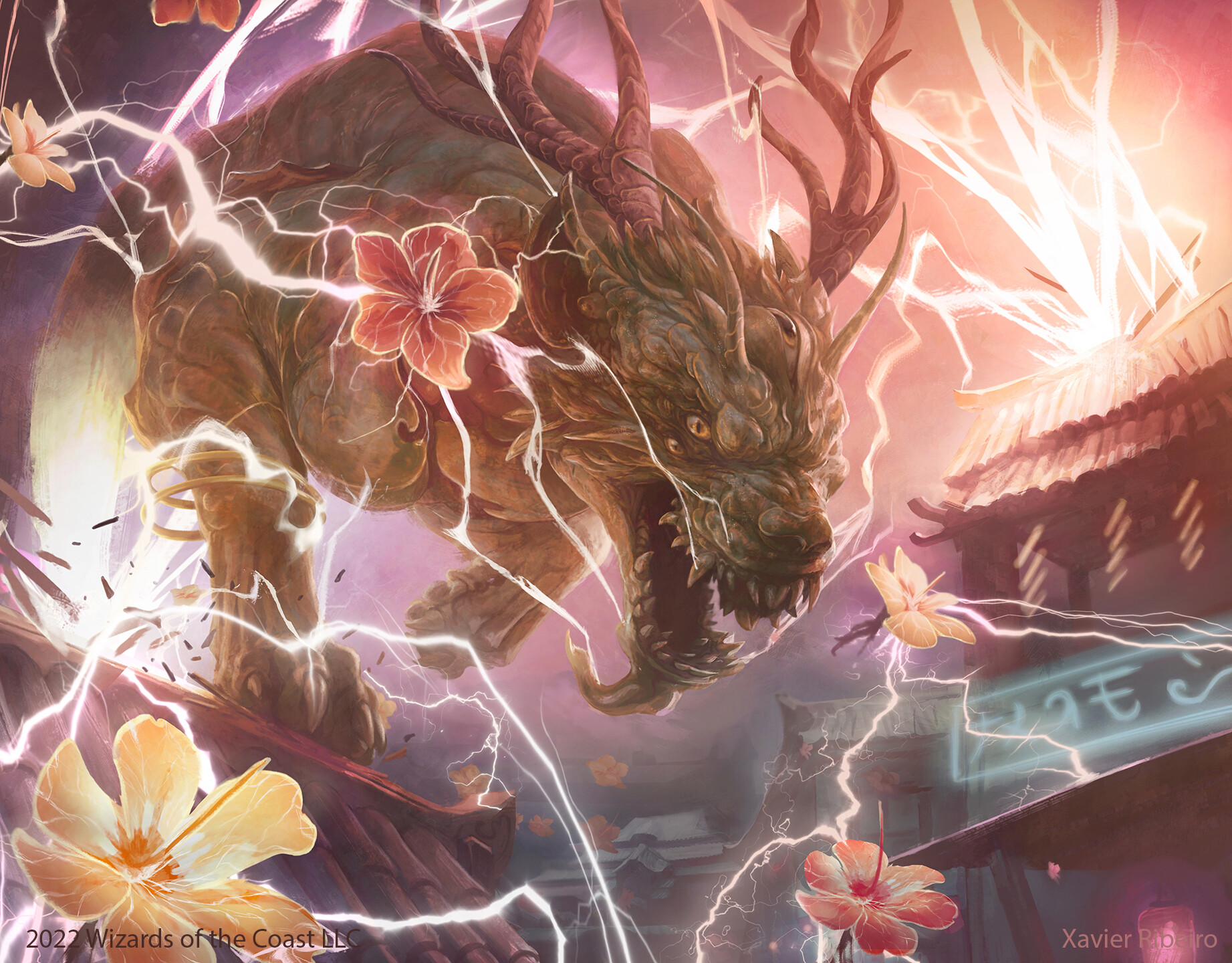 Magic: The Gathering - Montagna (300) Full Art - Kamigawa: Neon Dynasty - Edizione Giapponese